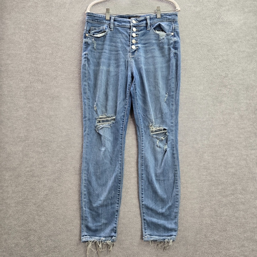 Judy Blue Women Jeans 9/29 Blue Boyfriend Fit Cotton‎ Polyester Spandex